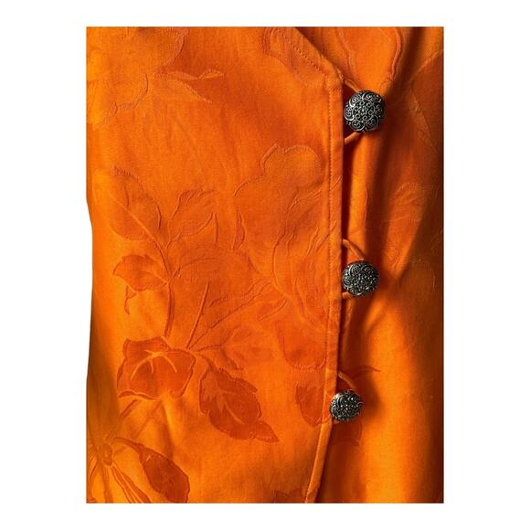 American Vintage 70's Orange Demask print short sleeved coat dress size medium - Picture 12 of 15